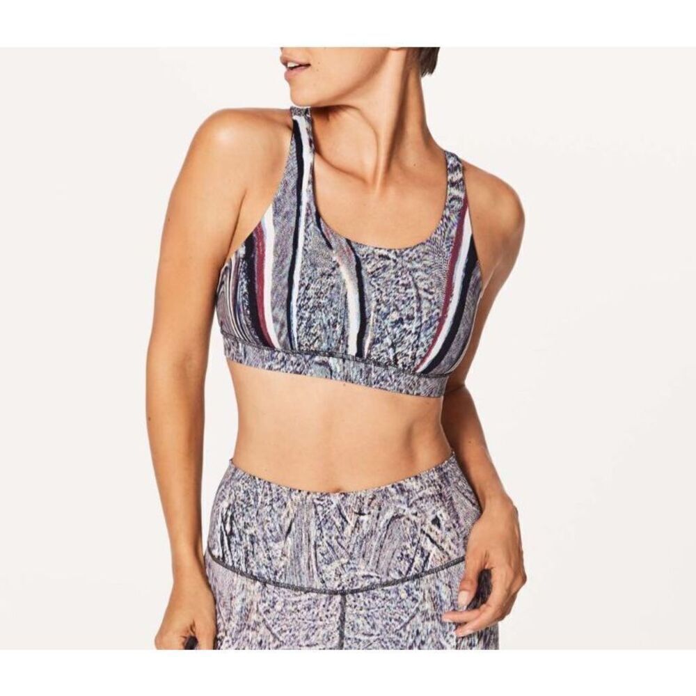 Lululemon Energy Bra (Nulux) Polychromatic Energy Bra 50g Multi Black size 10